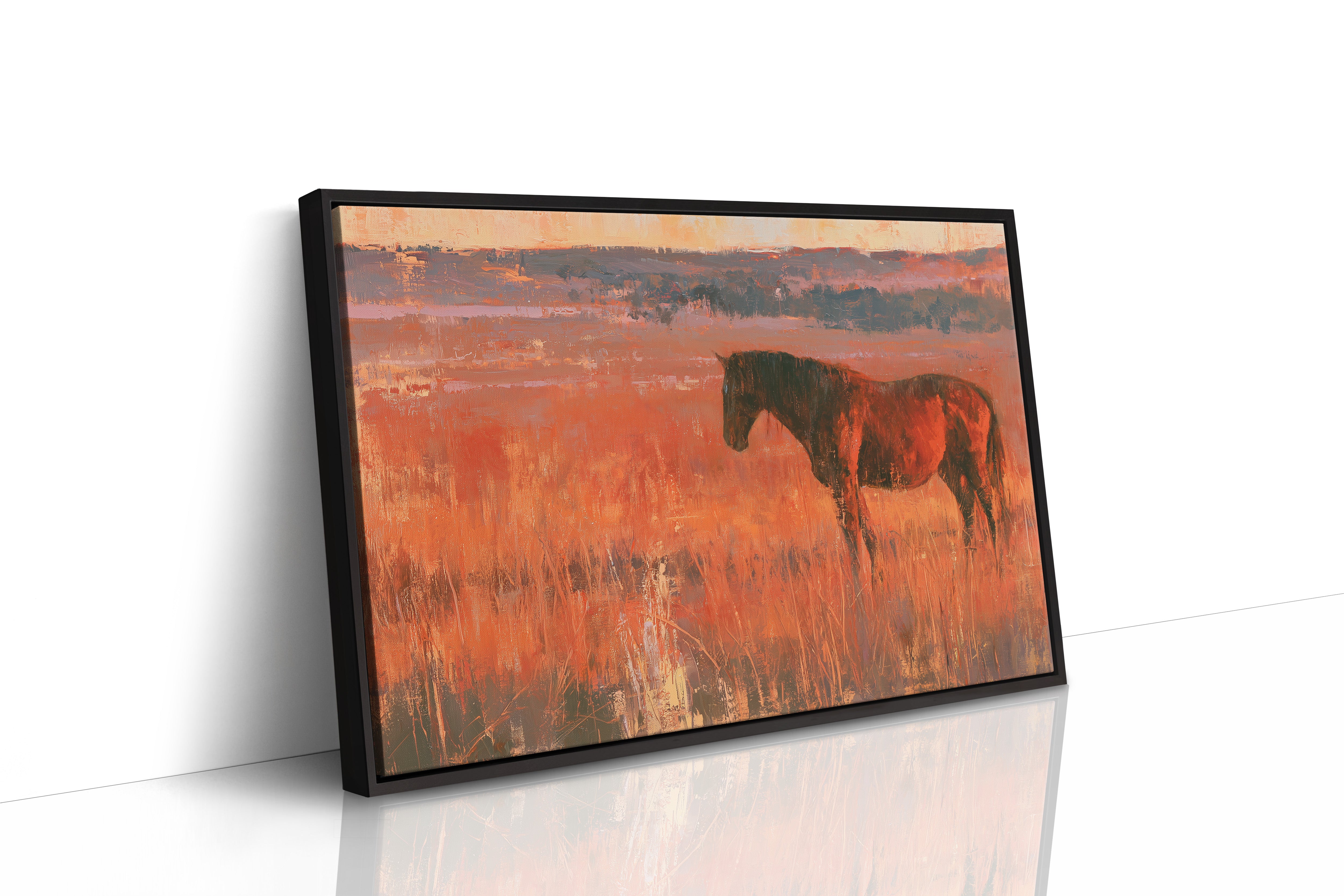 Grazing Horse, Crimson Dusk