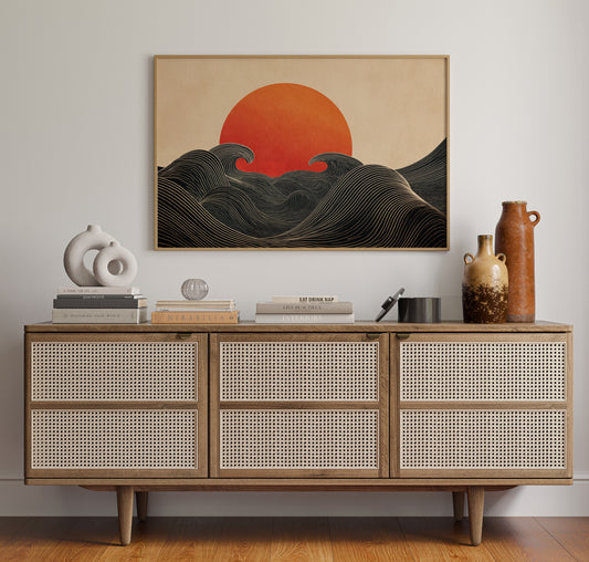 When Waves Embrace the Setting Sun