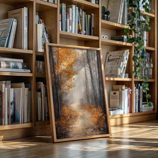 Golden Autumn Pathway Canvas Print - Tranquil Nature Art - Gallery Canvas image 12