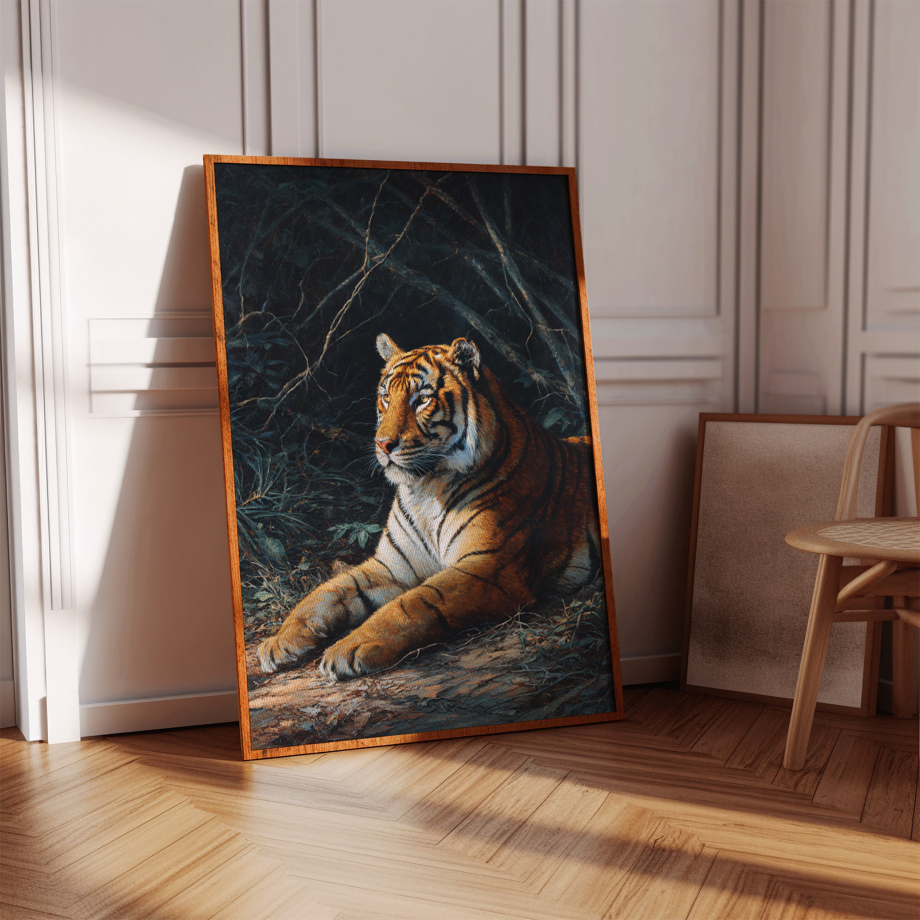 Regal Tiger Against Midnight Marble