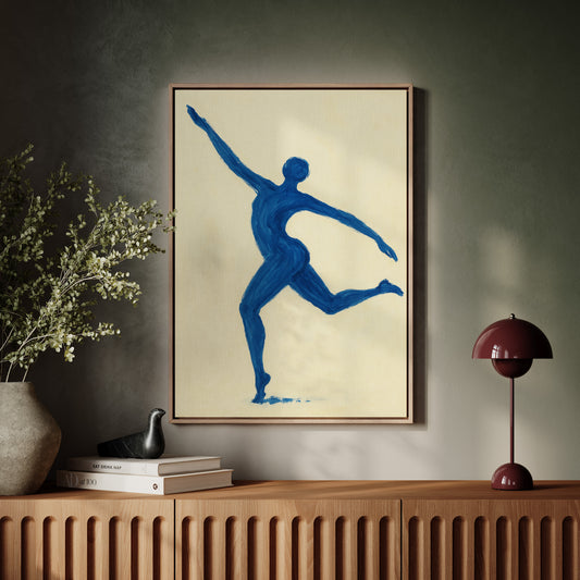 Leaping Figure in Indigo Grace