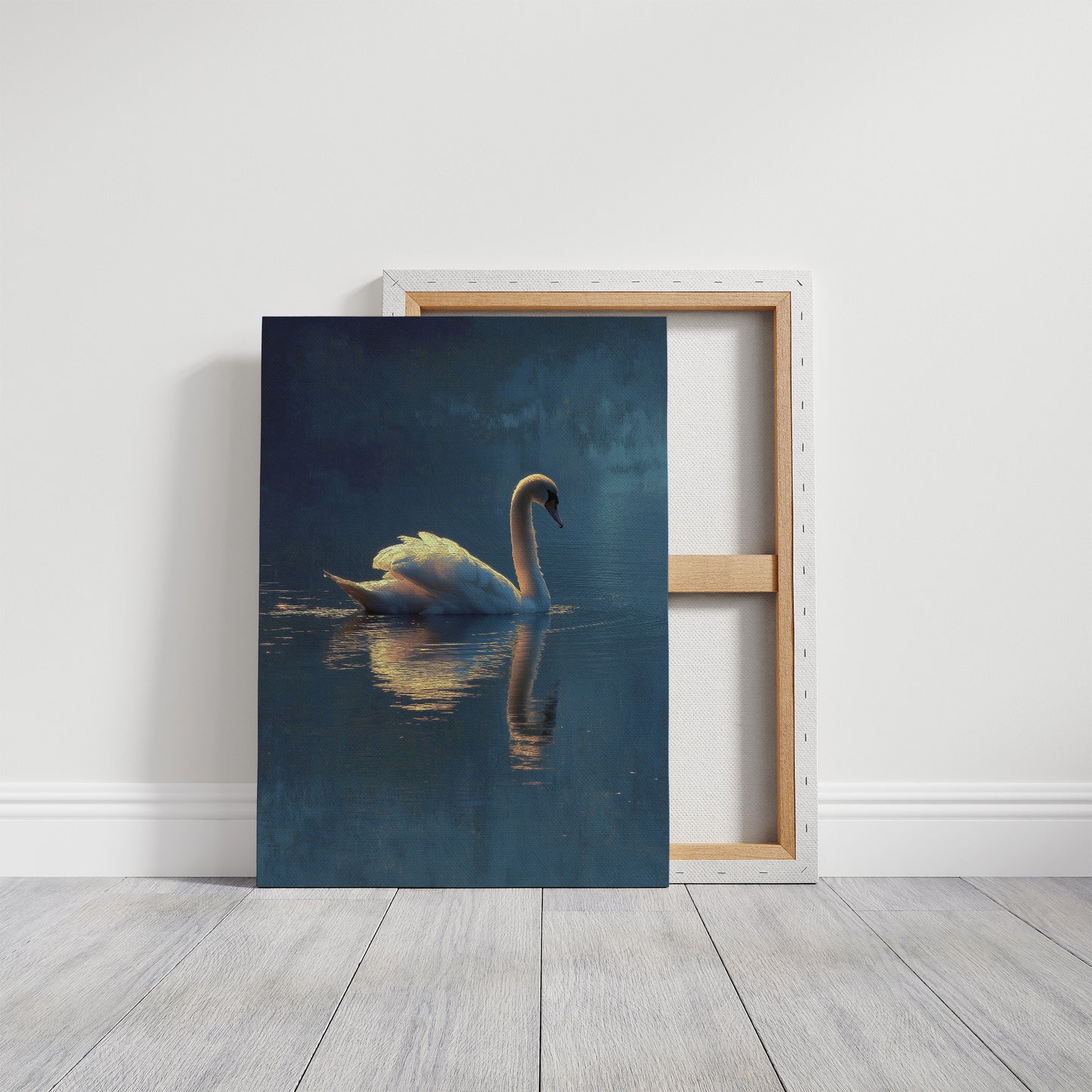 Swan Glides Through Golden Hour