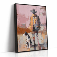 Cowboy Stands With Patient Dog