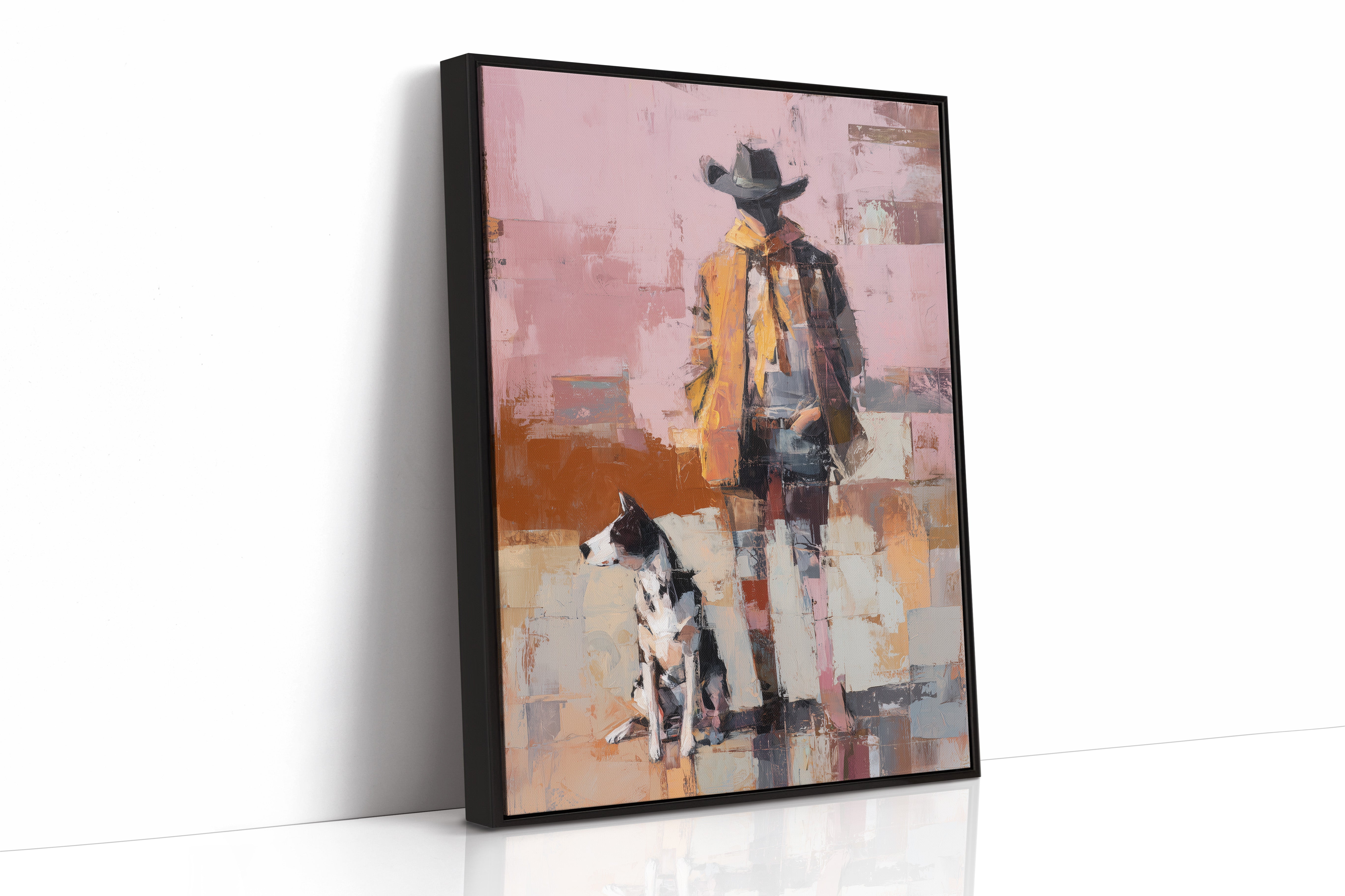 Cowboy Stands With Patient Dog