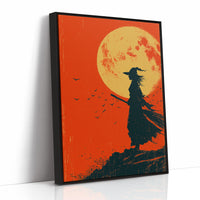 Silhouette Beneath the Amber Moon