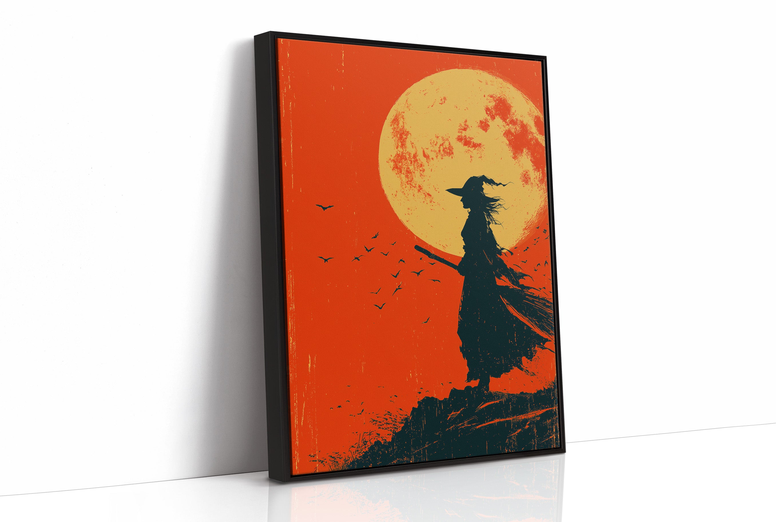 Silhouette Beneath the Amber Moon
