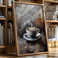 Steaming Coffee Cup Canvas Art - Rustic Kitchen Decor - Gallery Canvas image 1