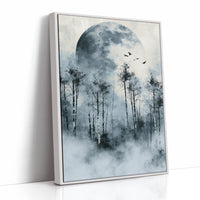 Ice Blue Moon Through Birch Fog