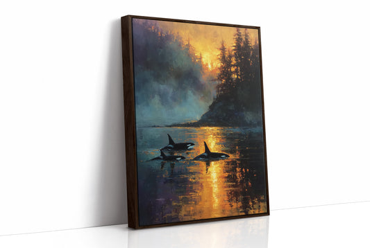 Three Orcas at the Golden Hour