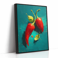Two Chilies on Teal