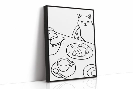 Morning Croissants Tempt Curious Cat