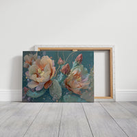 Desert Blooms Against Teal Sky