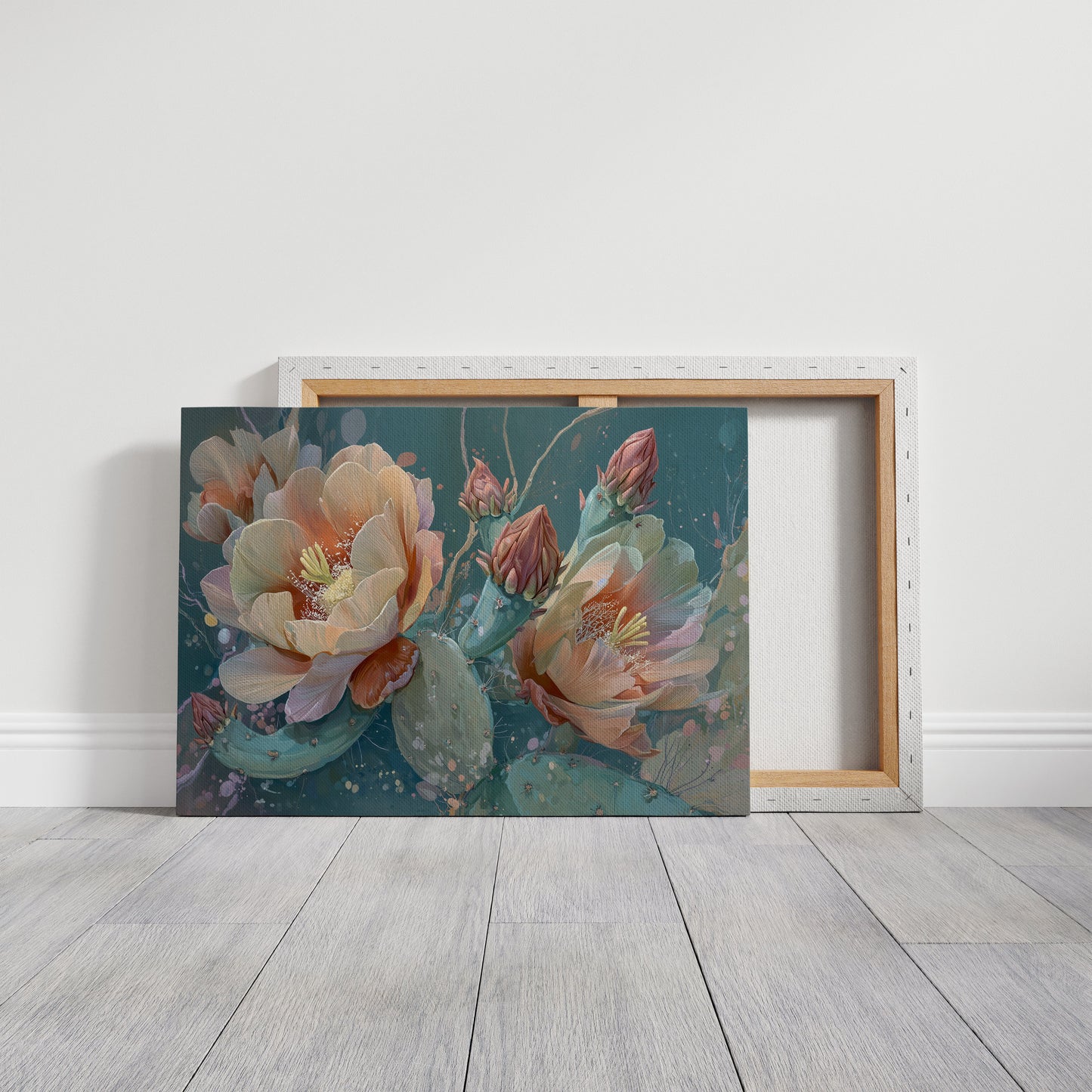 Desert Blooms Against Teal Sky