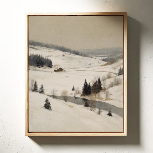 A Cabin Stands Amidst Winter's Embrace