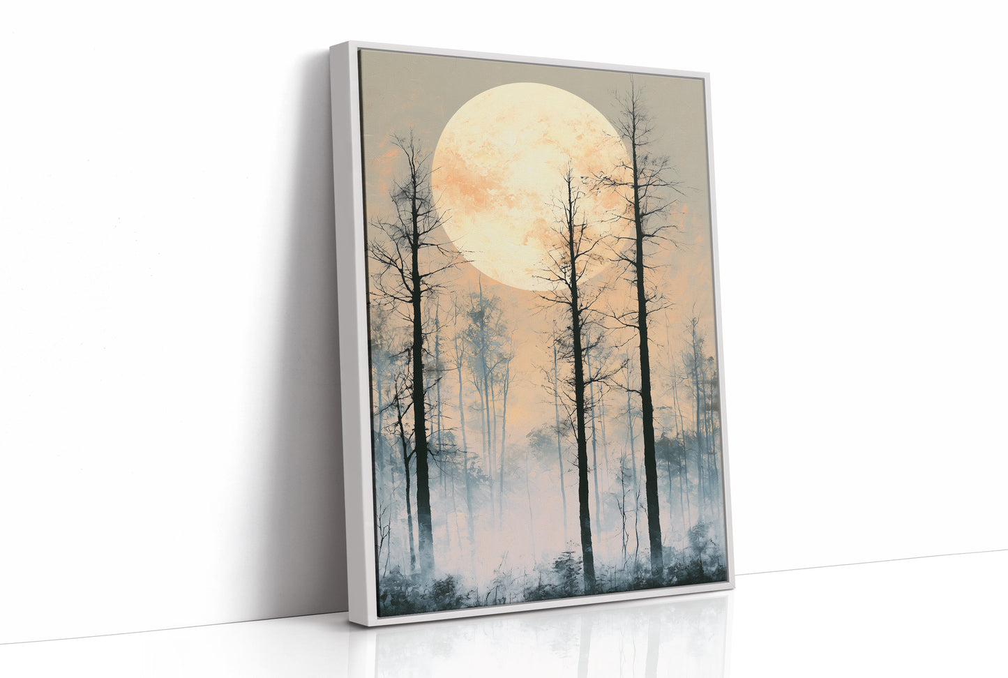 Peach Moon Over Bare Branches