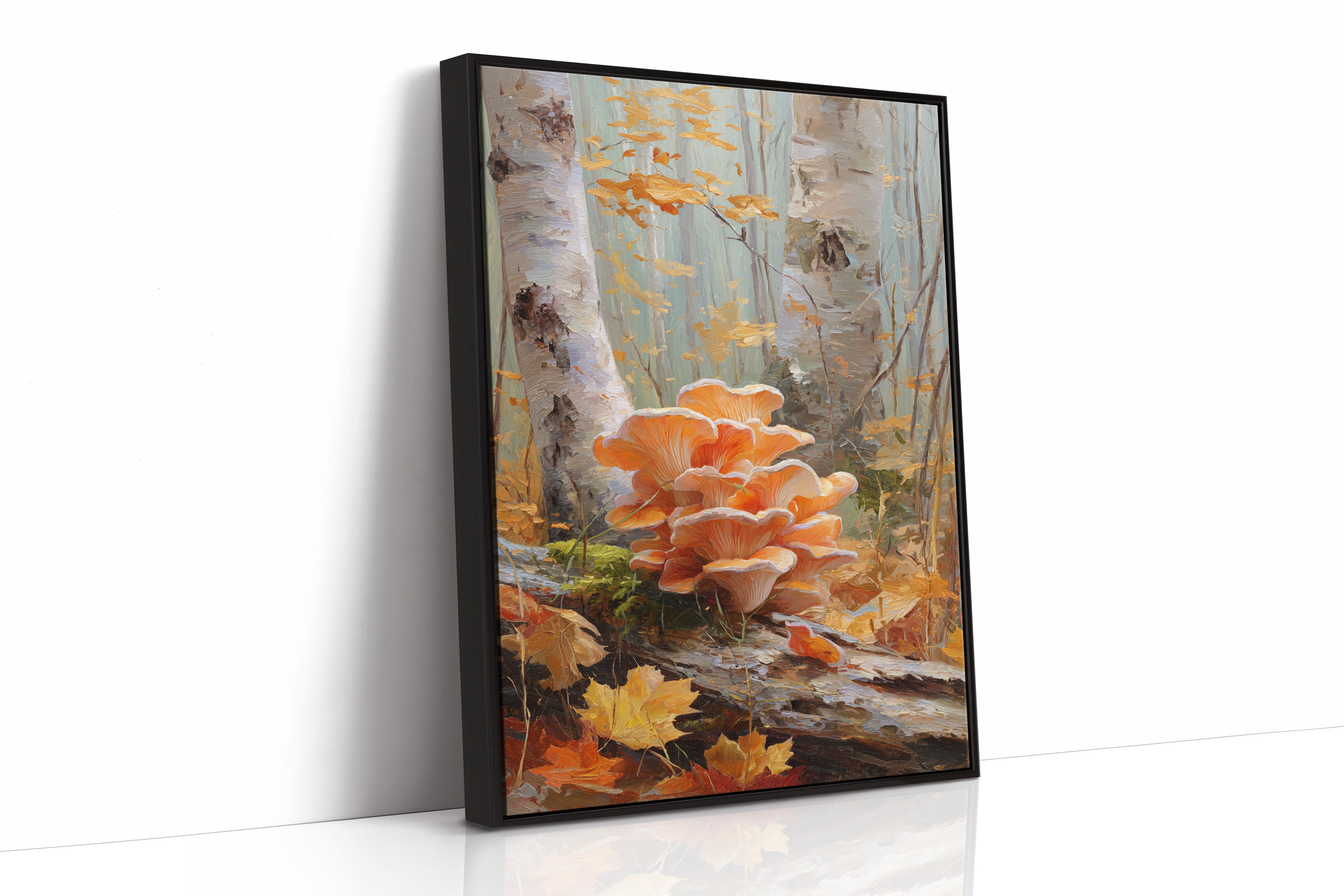 Autumn Mushrooms Dance Among Birch Trees