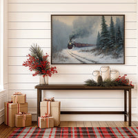 Winter Steam Curves Through Pine Forest