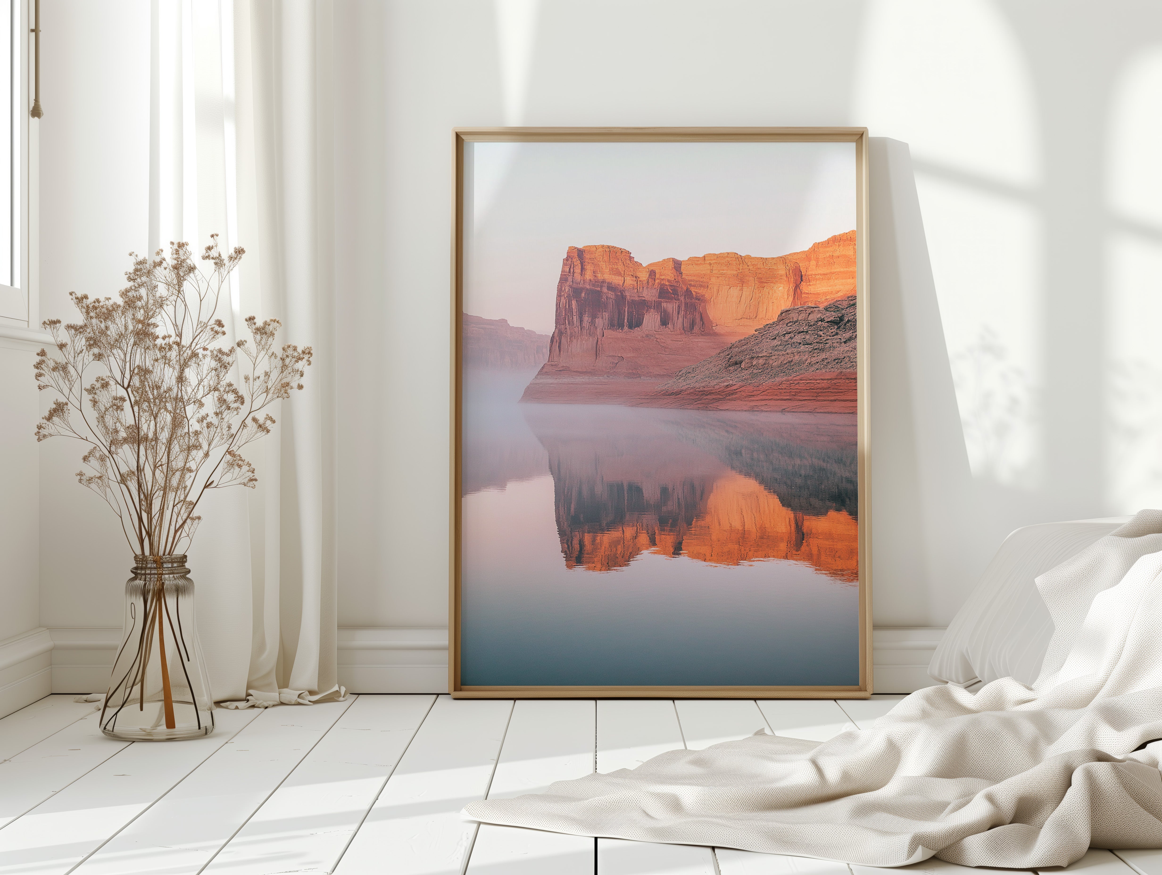 Desert Cliffs Reflected in Morning Mist