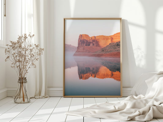 Desert Cliffs Reflected in Morning Mist