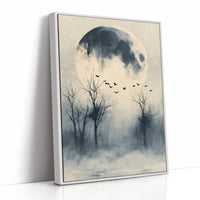 Geese Take Flight Beneath the Shadowed Moon