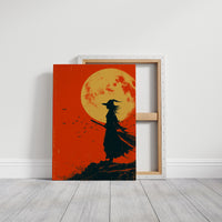 Silhouette Beneath the Amber Moon