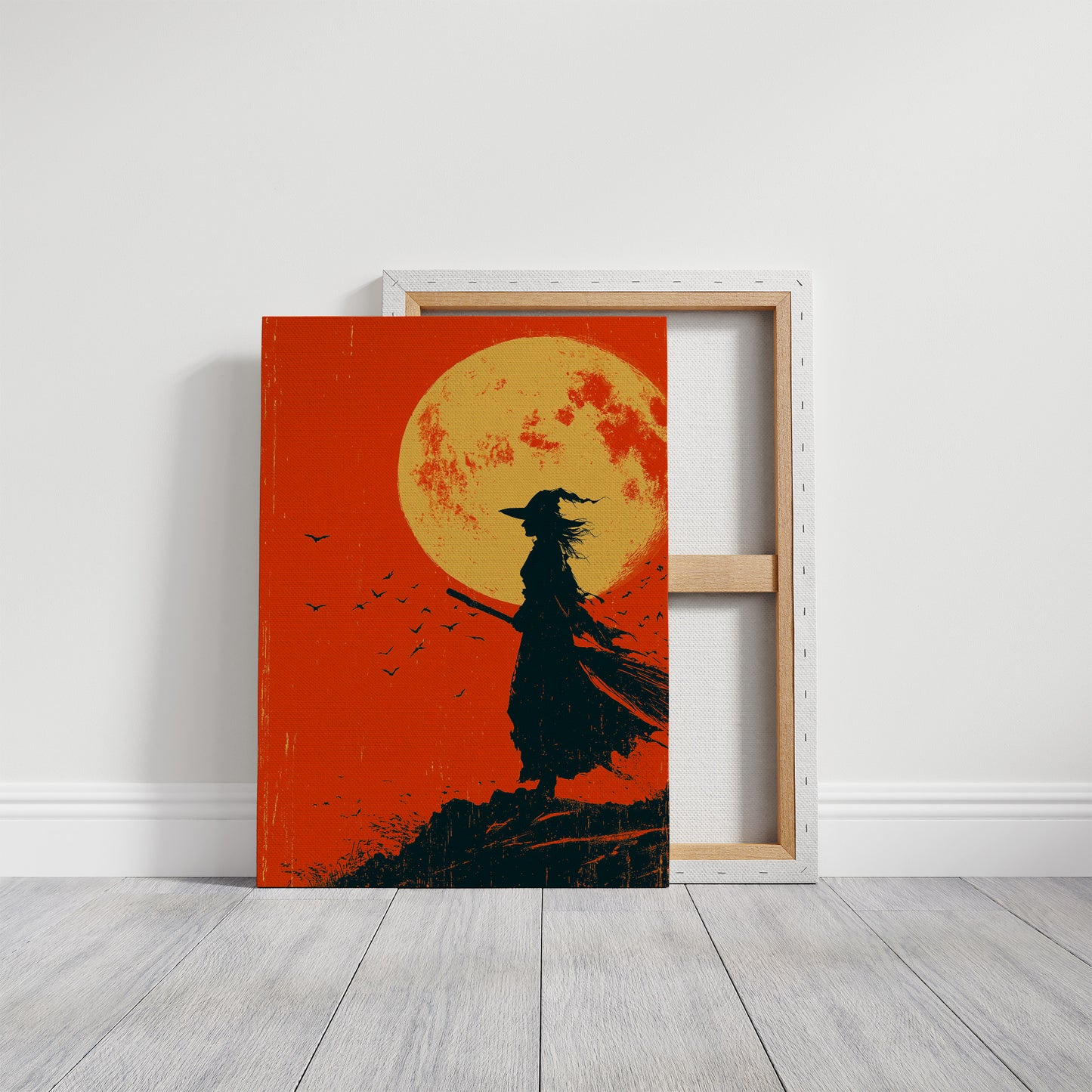 Silhouette Beneath the Amber Moon