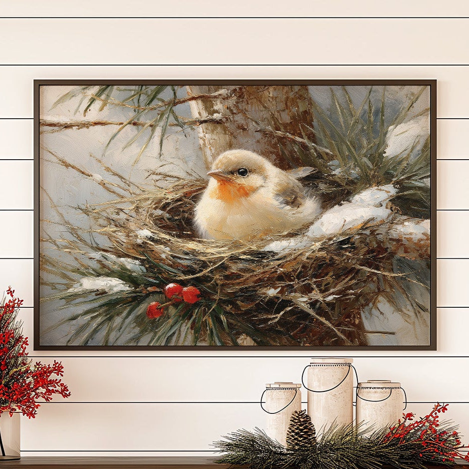 Winter Sparrow Finds Holly Haven