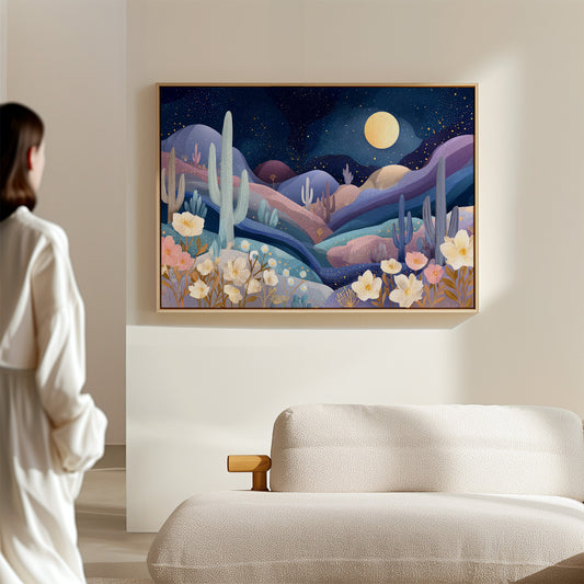 Desert Cosmos Blooms Under Moonlight