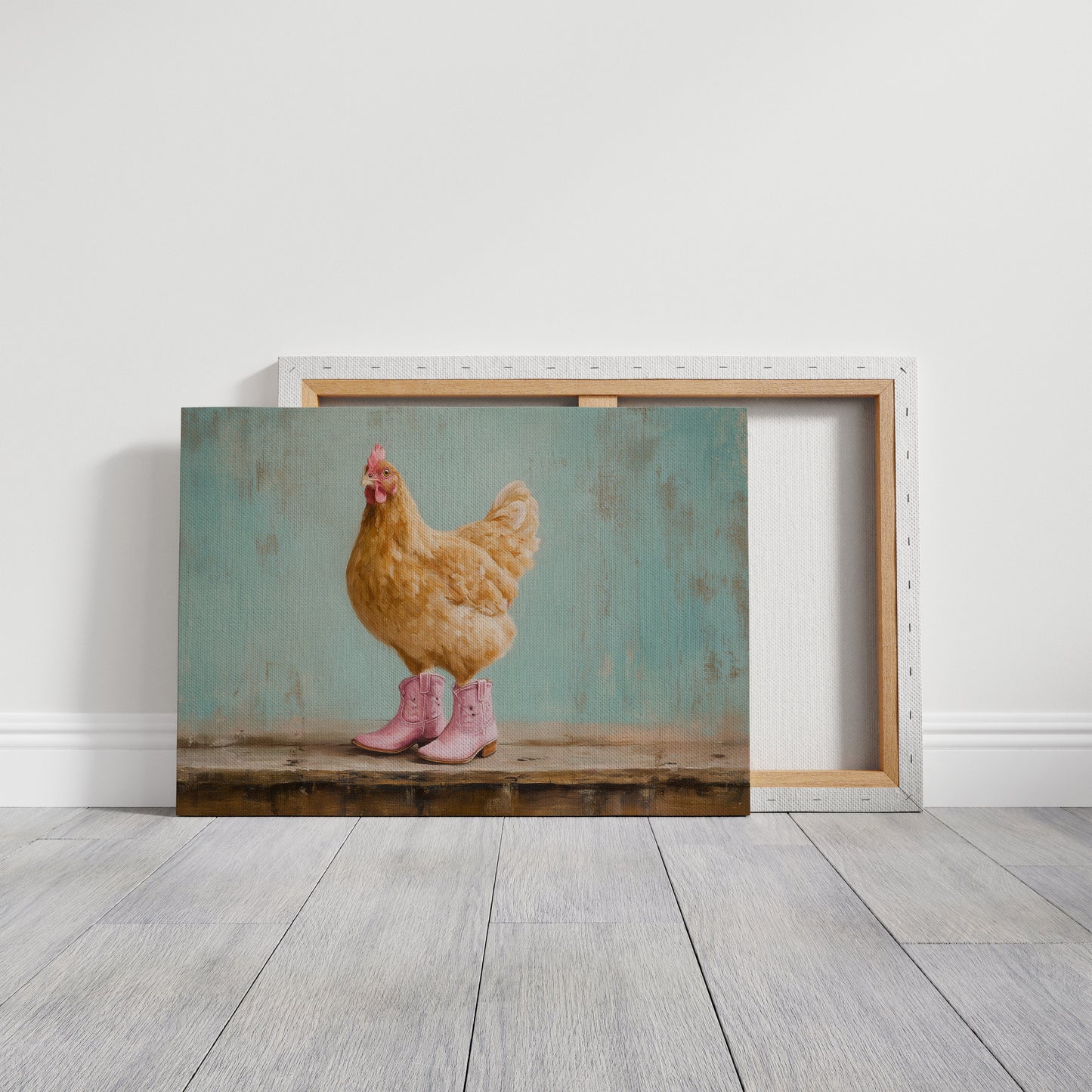 Hen Struts In Pink Boots