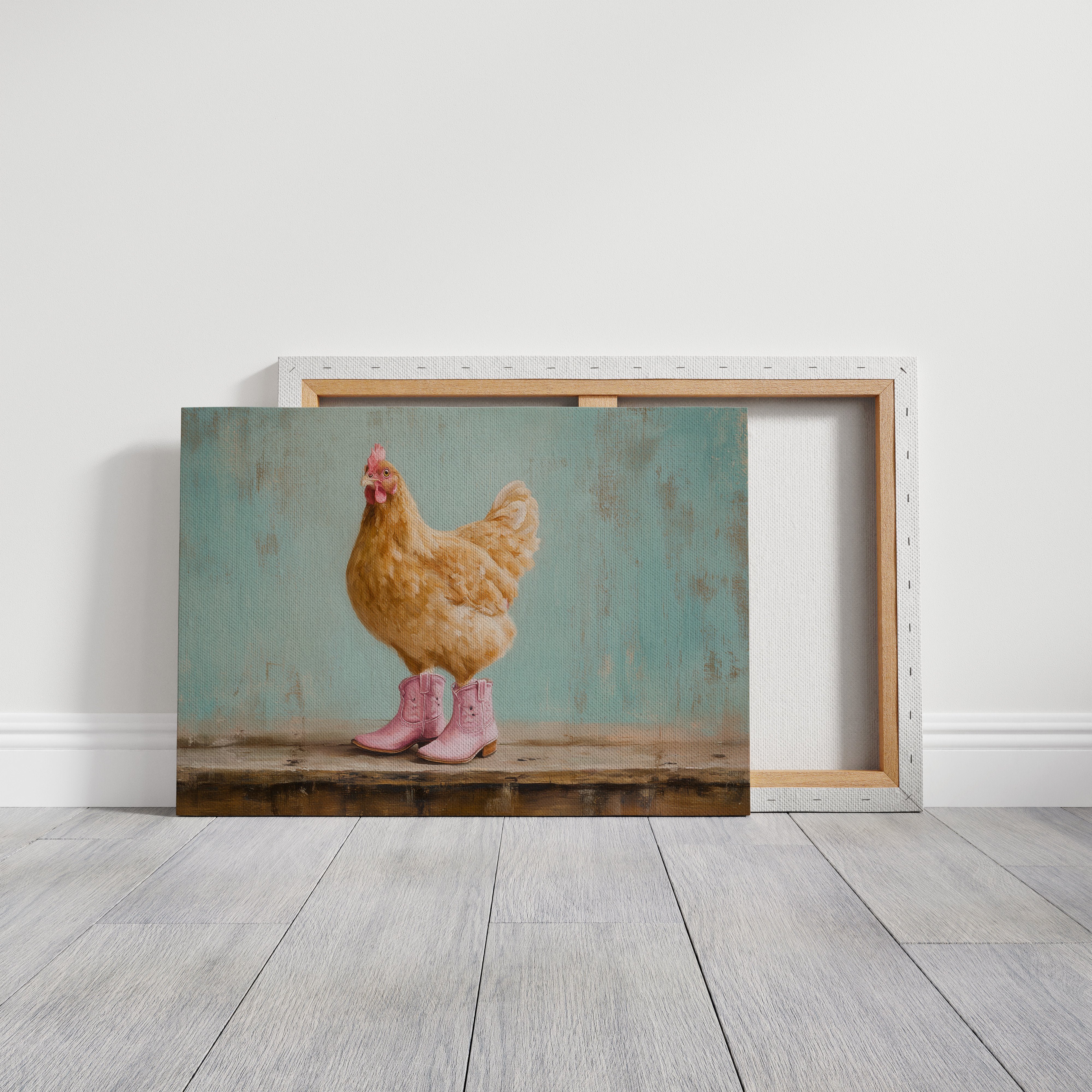 Hen Struts In Pink Boots