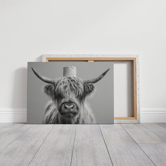 Highland Cow Wears Toilet Paper Crown