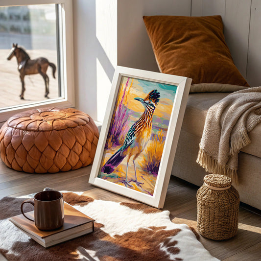 Desert Runner Wears Sunset Feathers