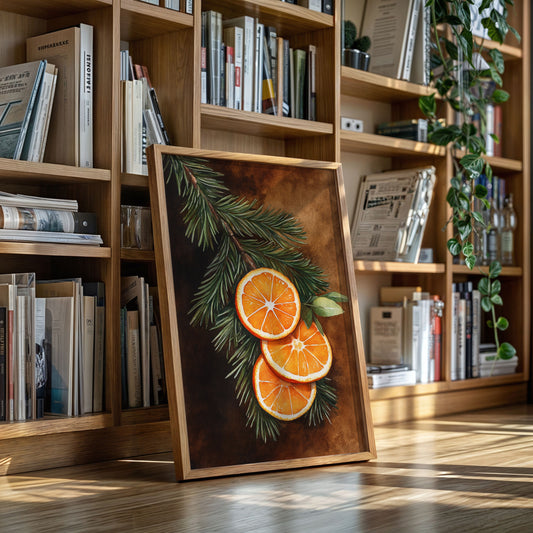 Orange Slice Pine Branch Print - Rustic Nature Art - Gallery Canvas image 15