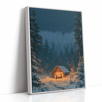 Manger in the Snowy Pines