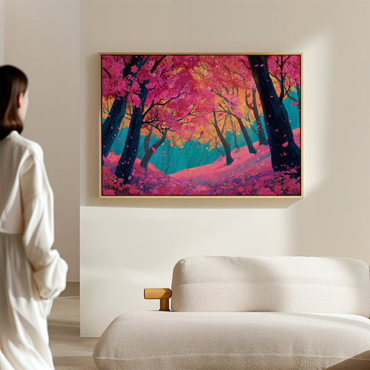 Cherry Blossoms Dance In Turquoise Light