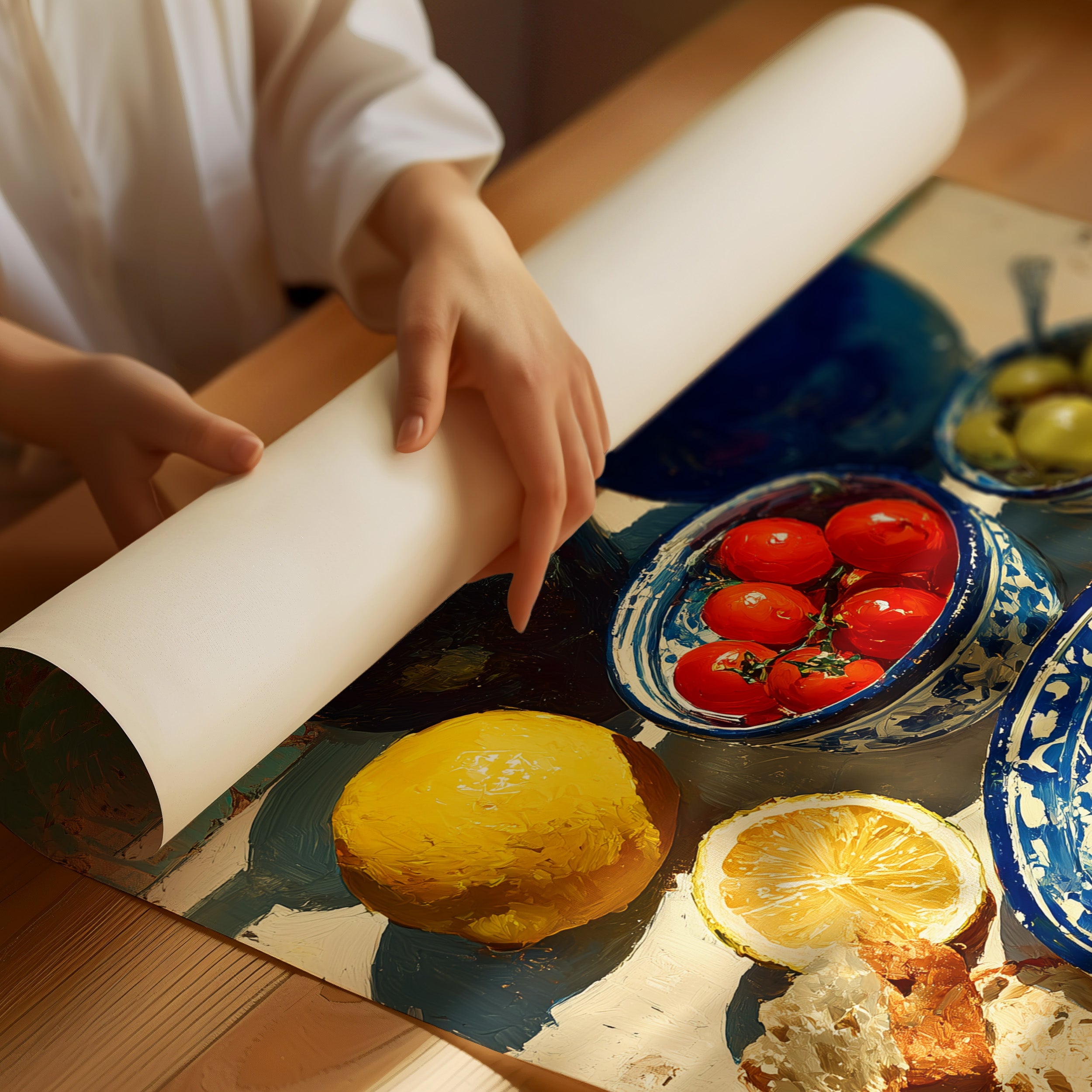 Hummus and Blue Pottery