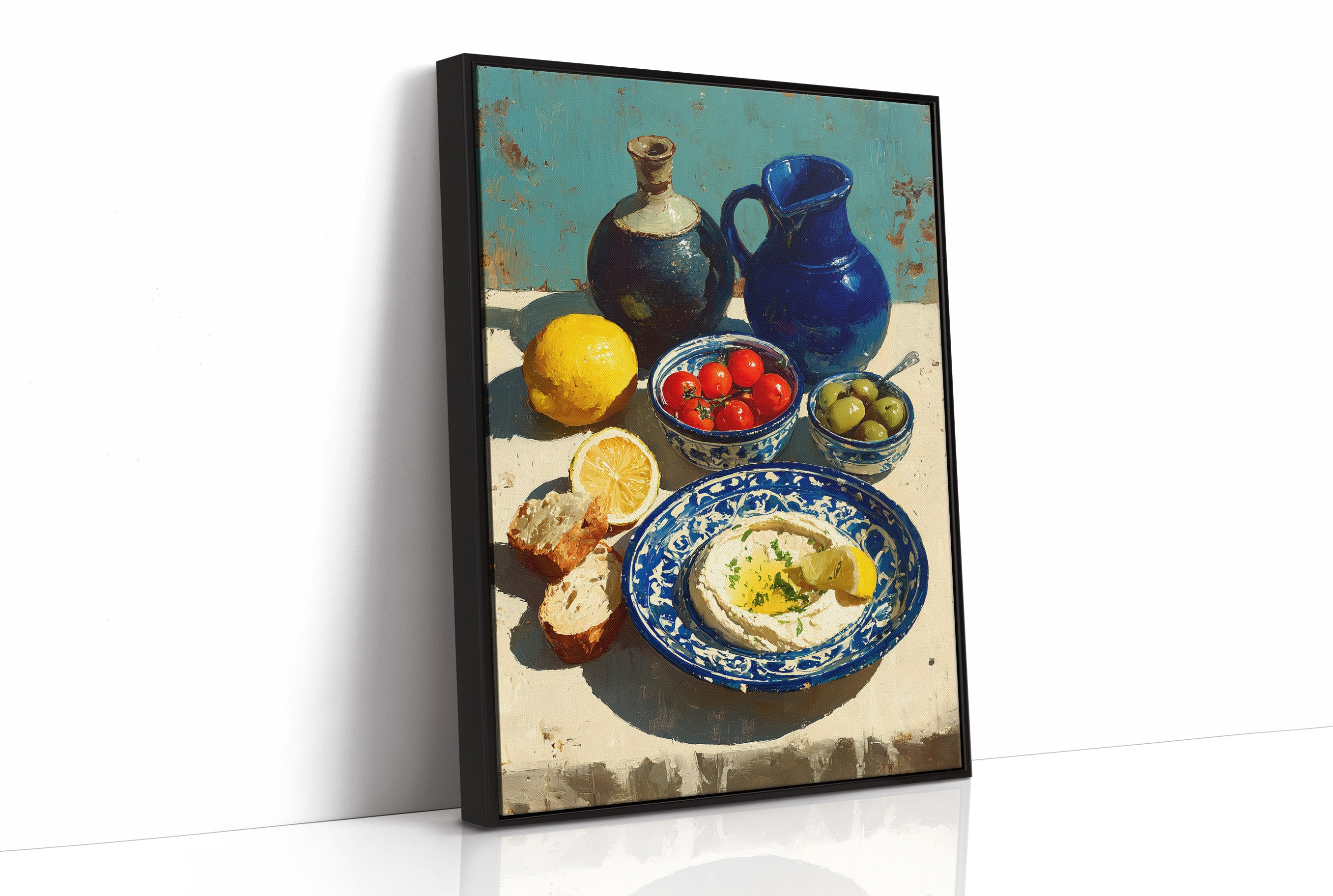 Hummus and Blue Pottery