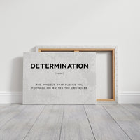 Determination Definition Canvas Art | Bold Motivational Typography Print for Home Office, Gym or Entrepreneur Décor