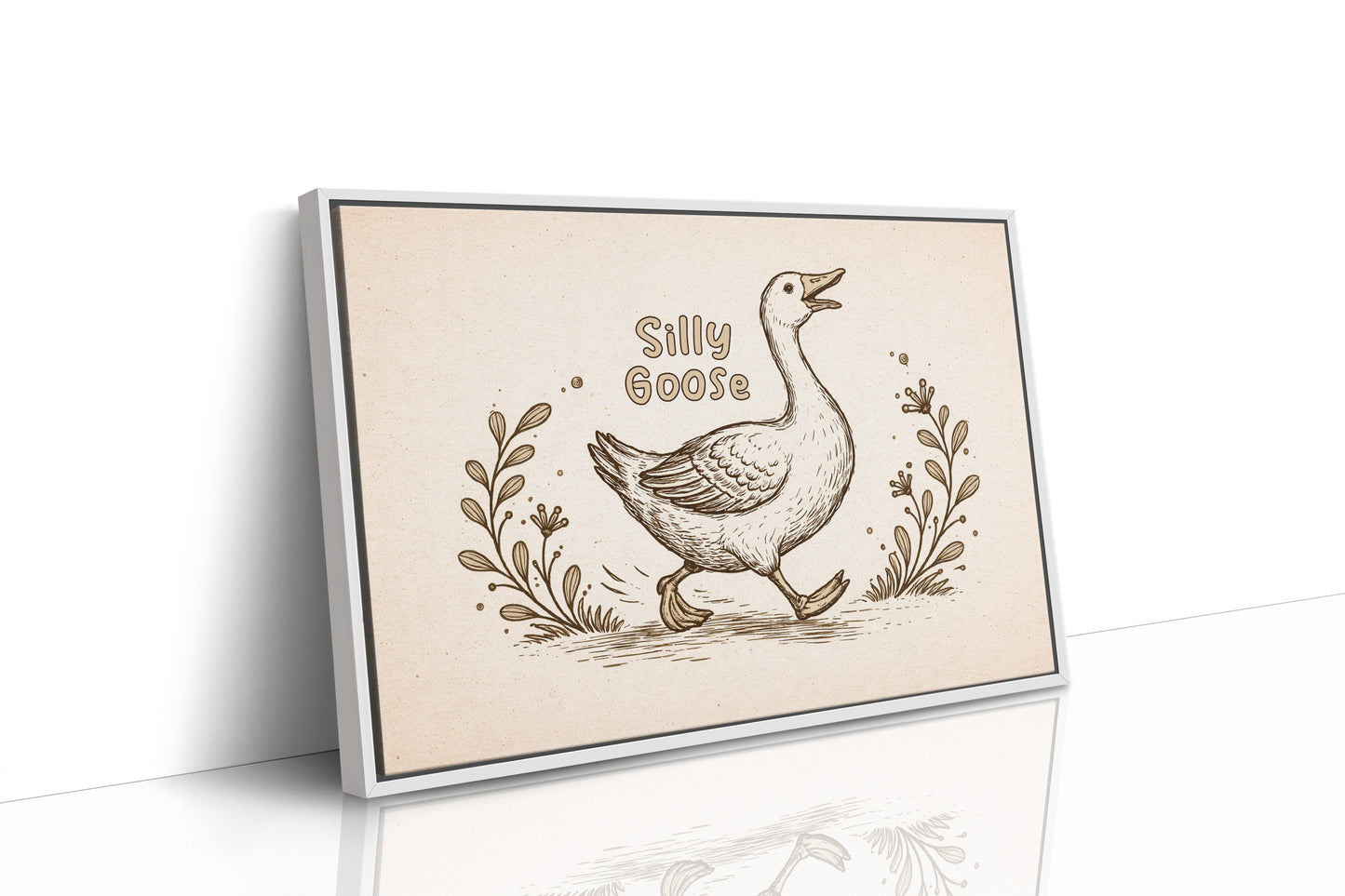 Whimsical Waddle Through Sepia Fields