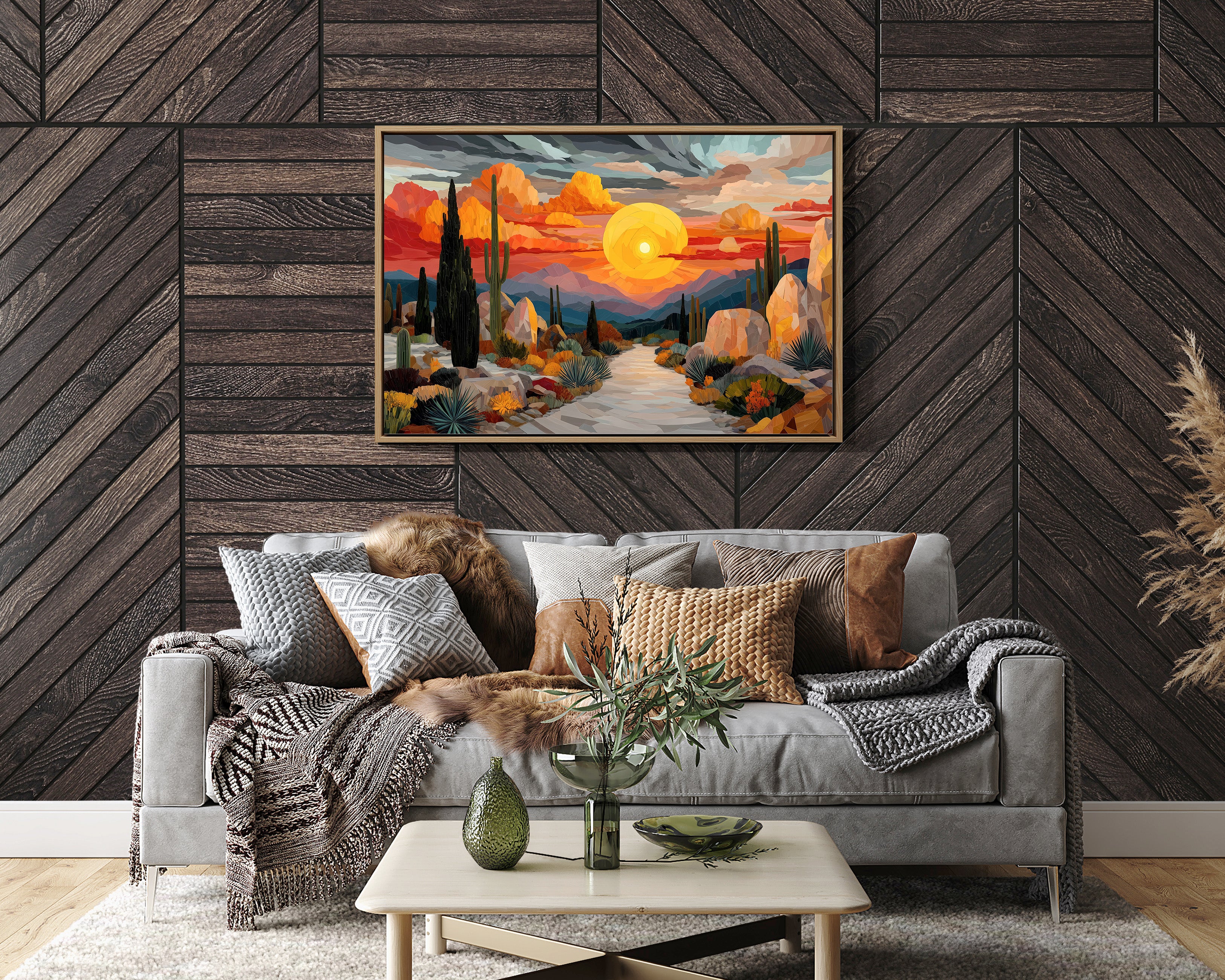 Saguaros Dance Under Fire Skies