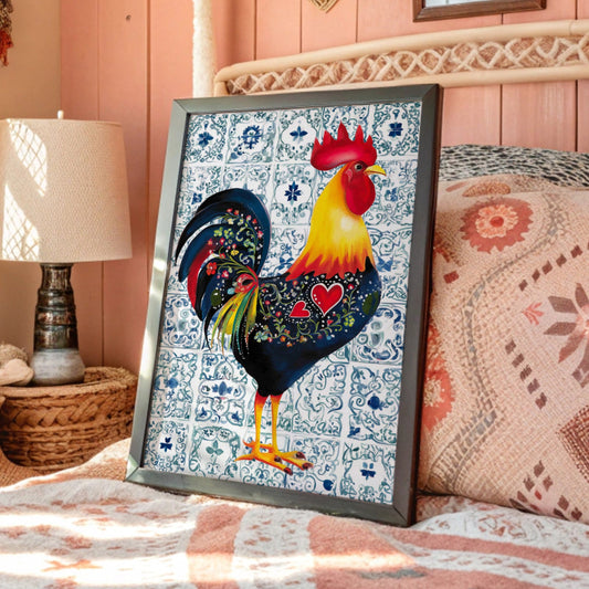 Morning Rooster Meets Portuguese Tiles