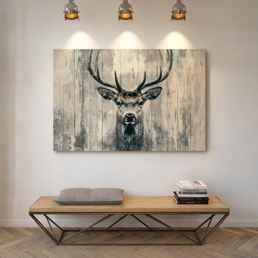 Noble Stag Against Winter Wood