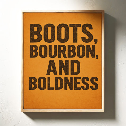 Boots Bourbon and Boldness Wall Art