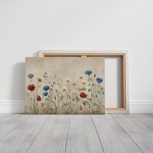 Field Blooms On Vintage Canvas