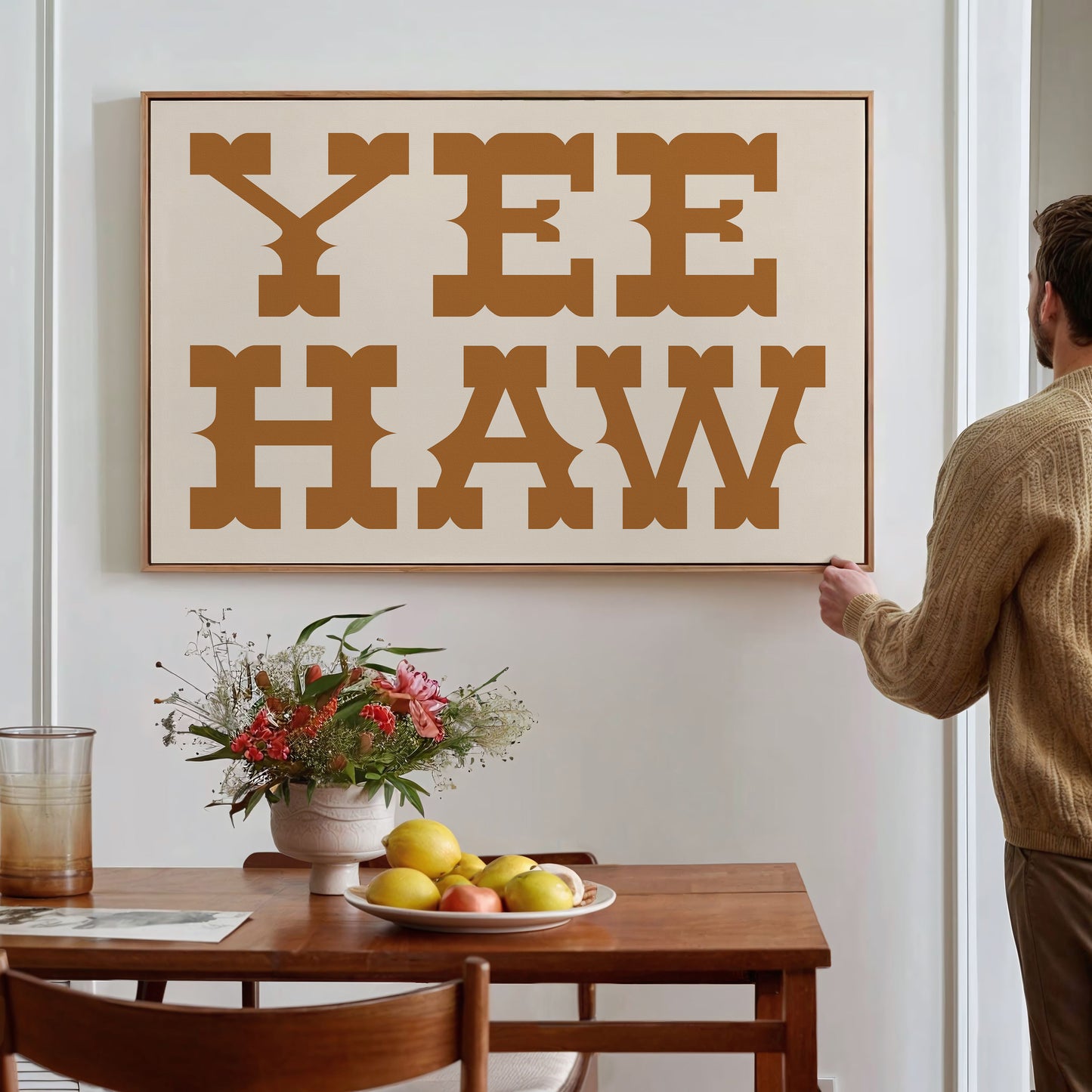 Yee Haw Western Wall Art – Rustic Cowboy Typography Print