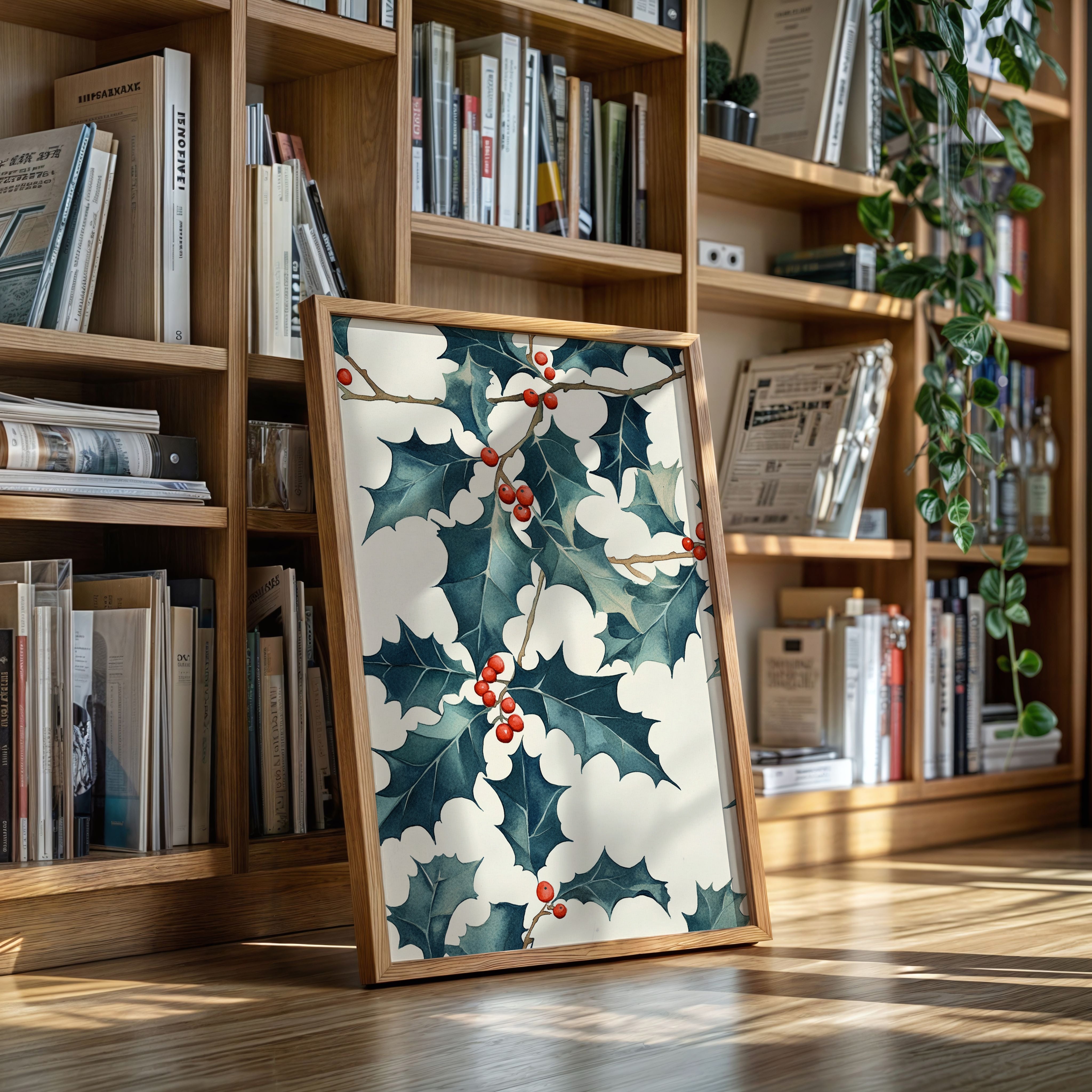 Festive Holly Berry Print - Botanical Holiday Decor - Gallery Canvas image 14