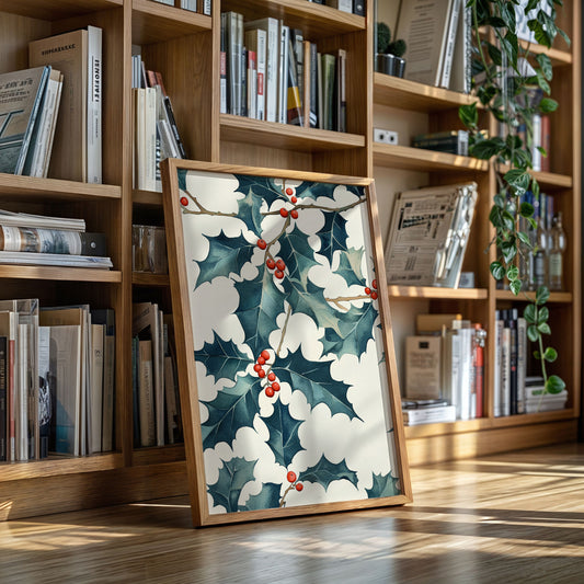 Festive Holly Berry Print - Botanical Holiday Decor - Gallery Canvas image 14