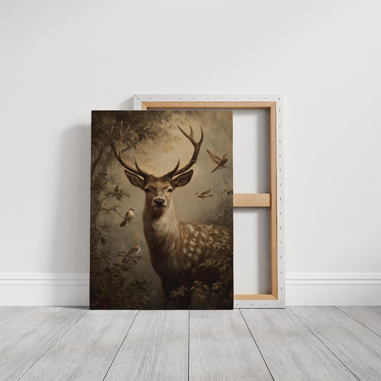 Noble Stag In Misty Forest