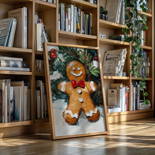 Gingerbread Man Oil Painting - Festive Holiday Art - Gallery Canvas image 12