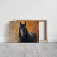 Midnight Stallion Against Amber Sky